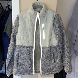 Furry Coat. Light green/grey color.